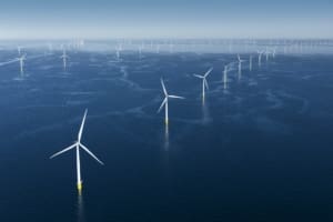 Aerial view of the Anholt offshore wind farm