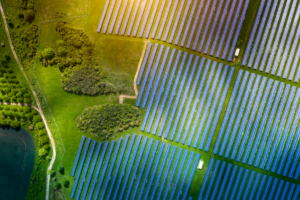 Aerial view of a solar farm in Germany