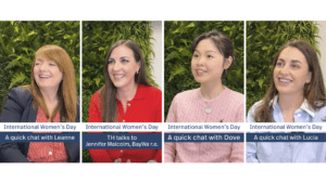 Headshots of our interviewee's for International Womens Day. Featuring Taylor Hopkinson's Leanne Law, Dove White, Lucia Noble, and BayWa.r.e's Jennifer Malcolm